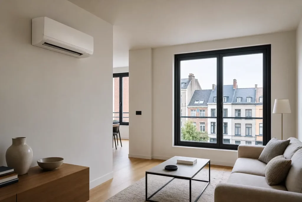 Climatisation appartement sans balcon belgique : quelles solutions choisir en 2026 ?